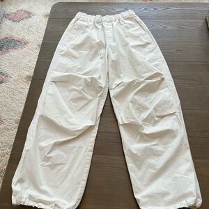 Muji White Elastic Waist Pants